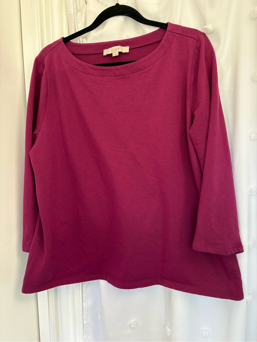 LOFT Tulip Back Raspberry Sweatshirt - Picture 2 of 6